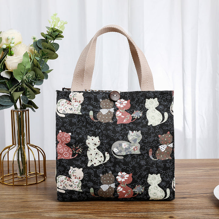 Cute Cat-Themed Storage Tote Bowlift