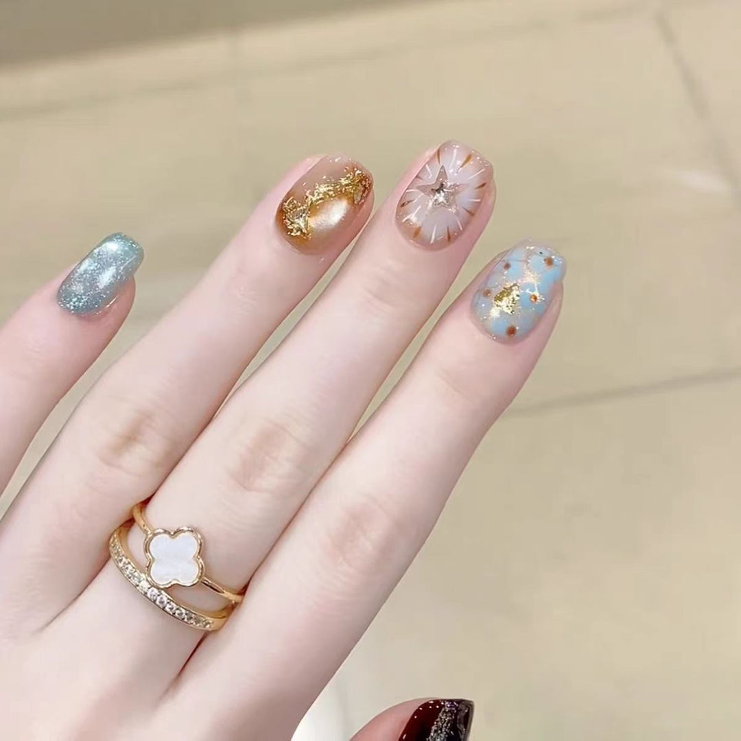 Artistic Press-On Nail Set Bowlift