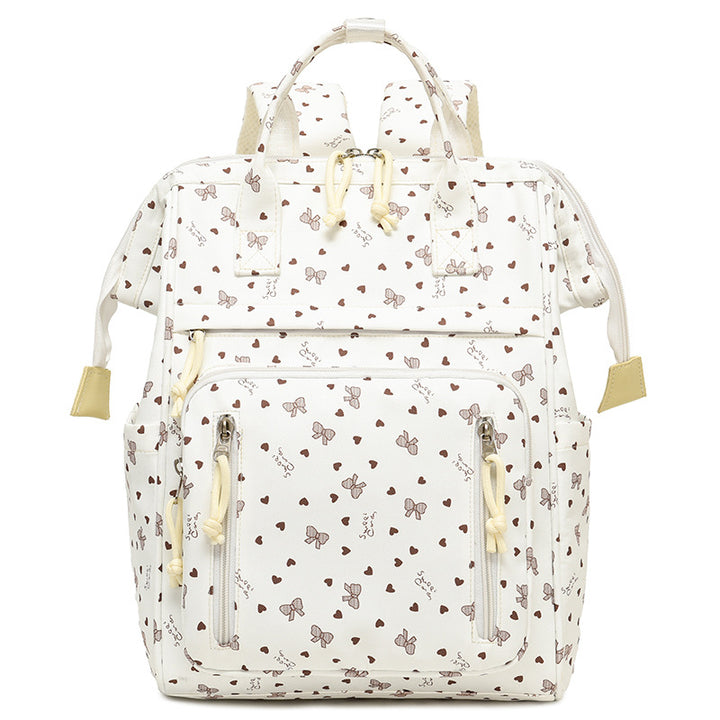 Stylish Heart-Printed Multi-Pocket Backpack Bowlift