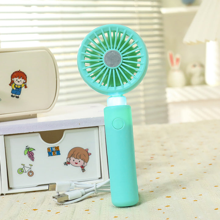 Women's Portable Hand Fan with LED Lighting and Ergonomic Handle Bowlift