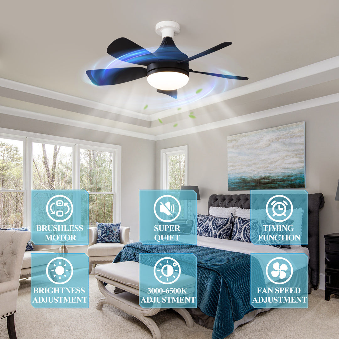 Modern Remote-Controlled Ceiling Fan with Integrated LED Lighting