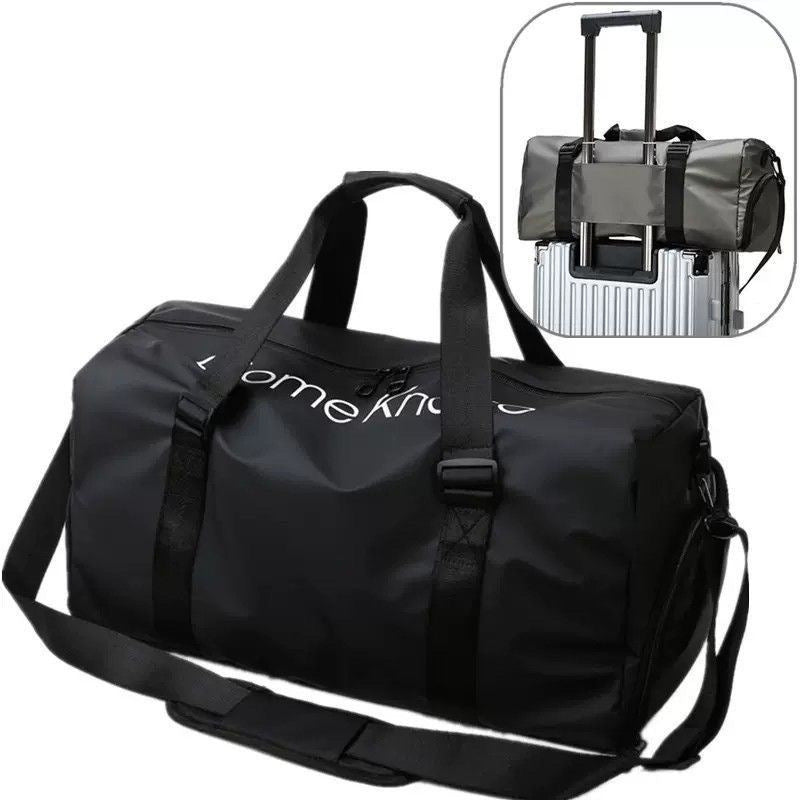 Travel bag with integrated trolley attachment system Bowlift