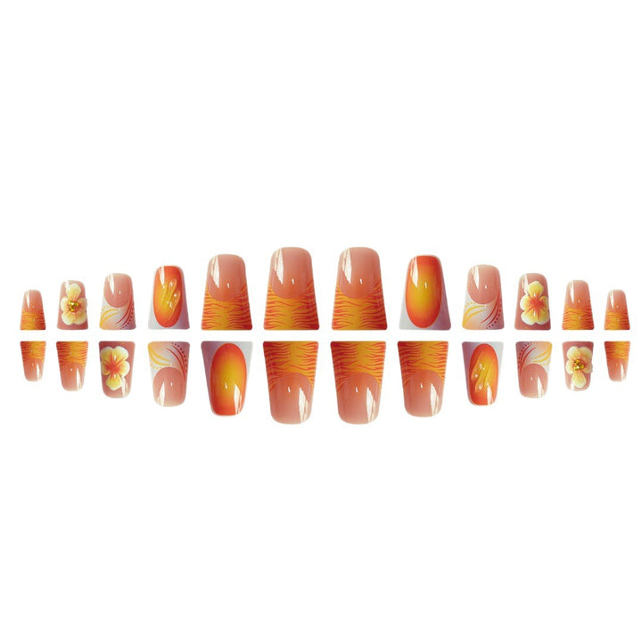 Artistic Floral Press-On Nails Set Bowlift