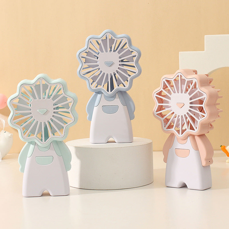 Ladies Portable Hand Fan in Cute Lion Design Bowlift