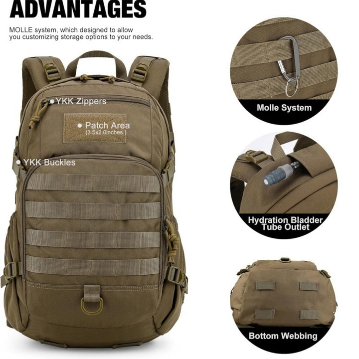 Tactical Everyday Backpack with Modular Compartment System Bowlift