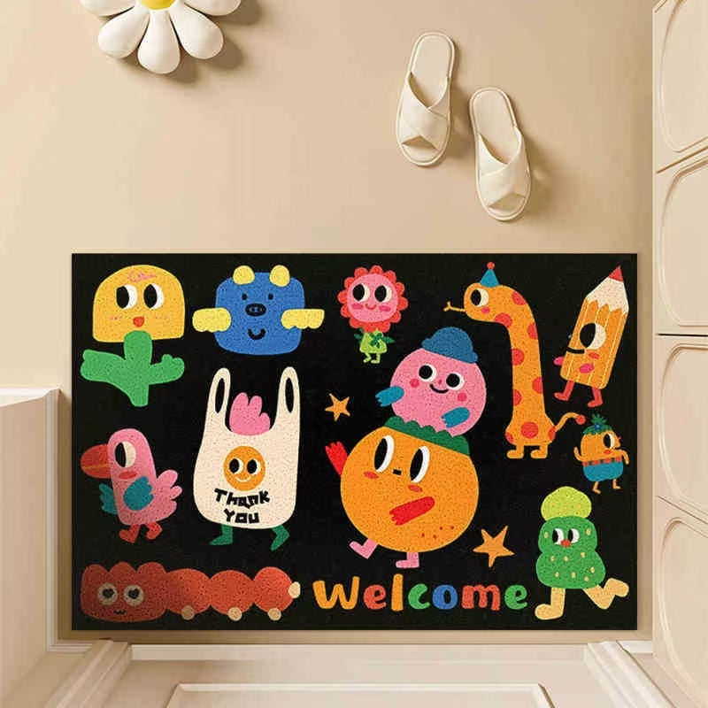 Playful Illustrated Floor Mat