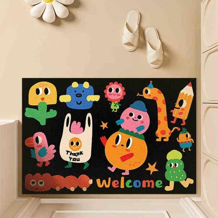 Playful Illustrated Floor Mat
