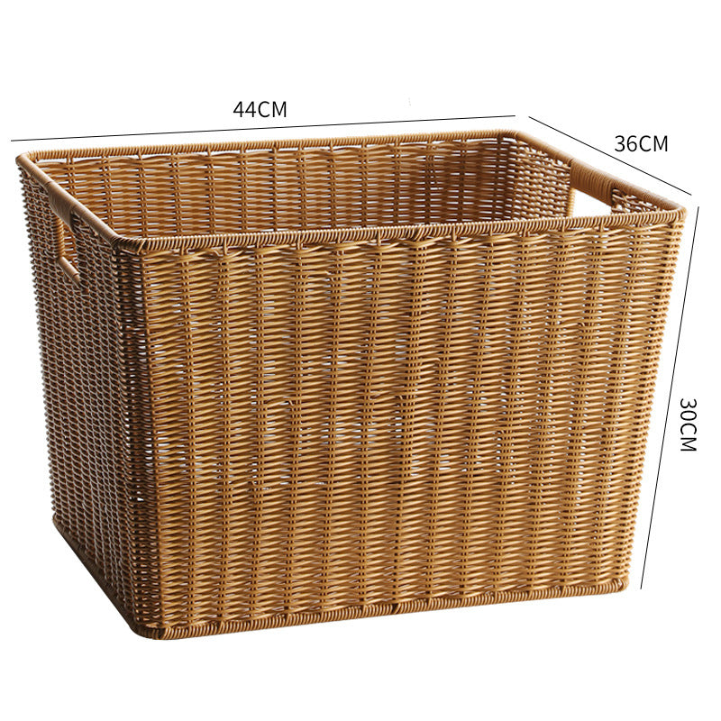 Rectangular Woven Storage Bin with Ergonomic Handles Bowlift