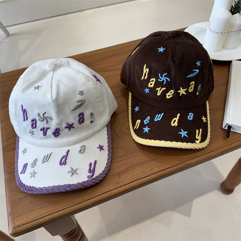 Women's Embroidered Corduroy Baseball Cap Bowlift