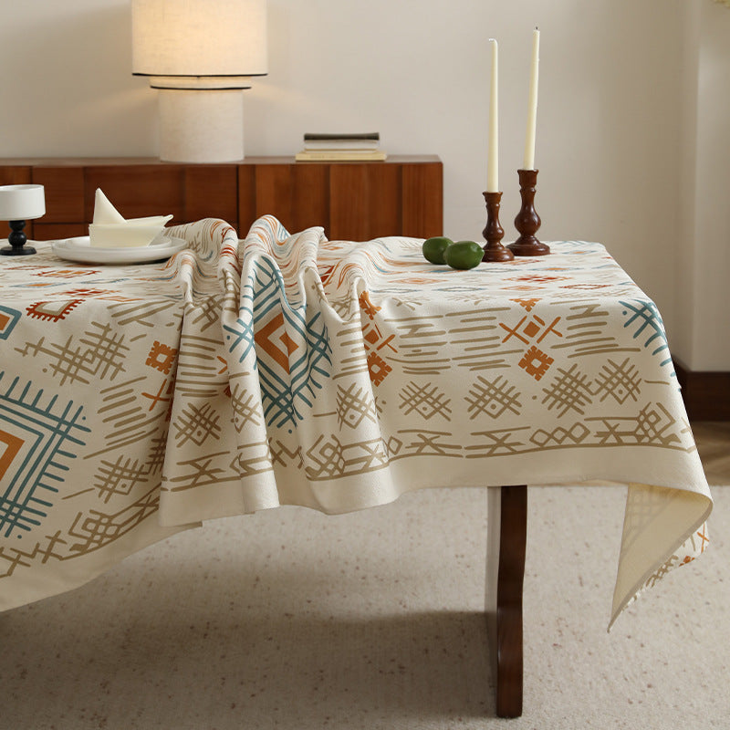 Rectangular tablecloth in Boho pattern with linen look Bowlift