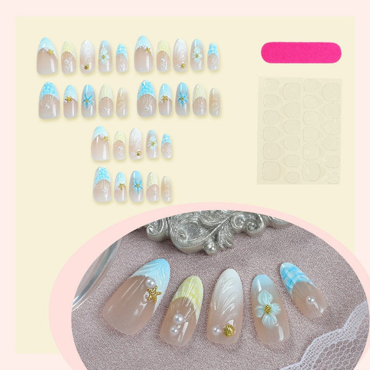 Artistic Floral Press-On Nails Bowlift