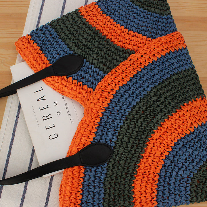 Fashionable Braided Tote Bag with Unique Wave Pattern Bowlift