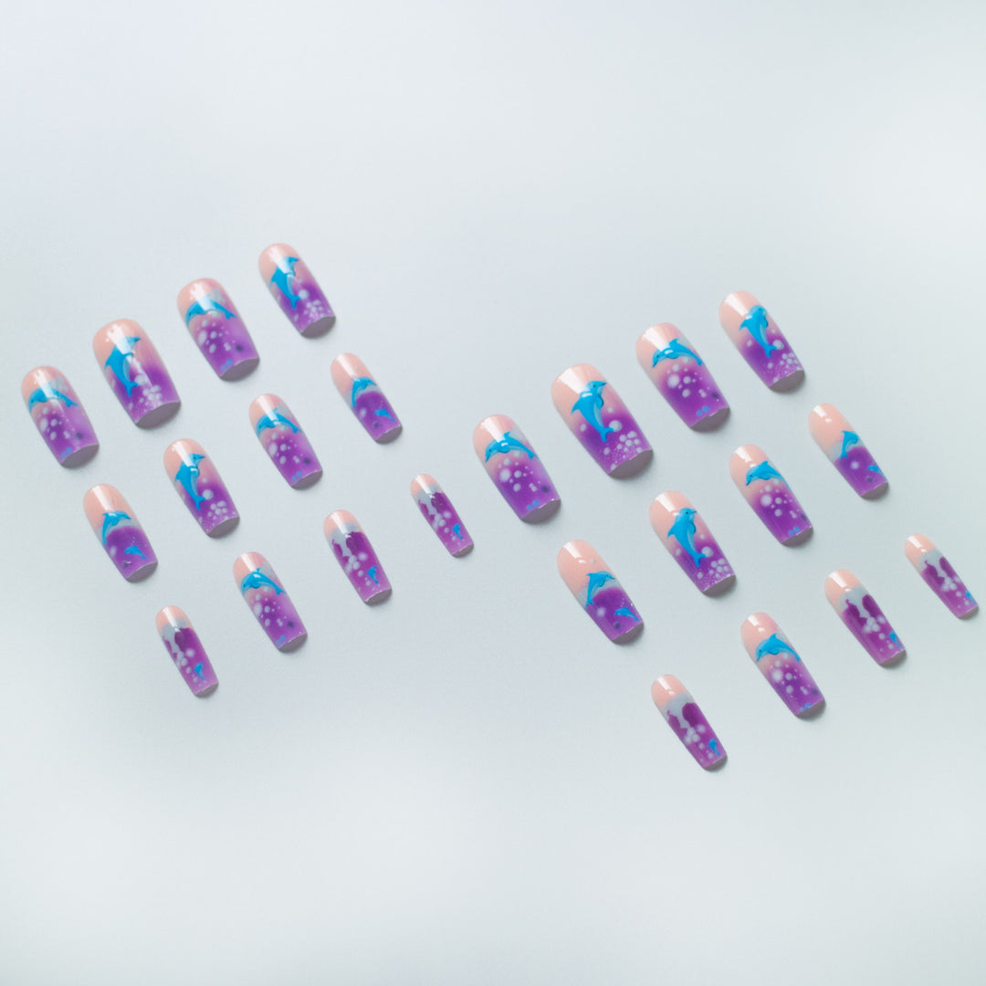 Dolphin-Themed Artistic Nail Art Set