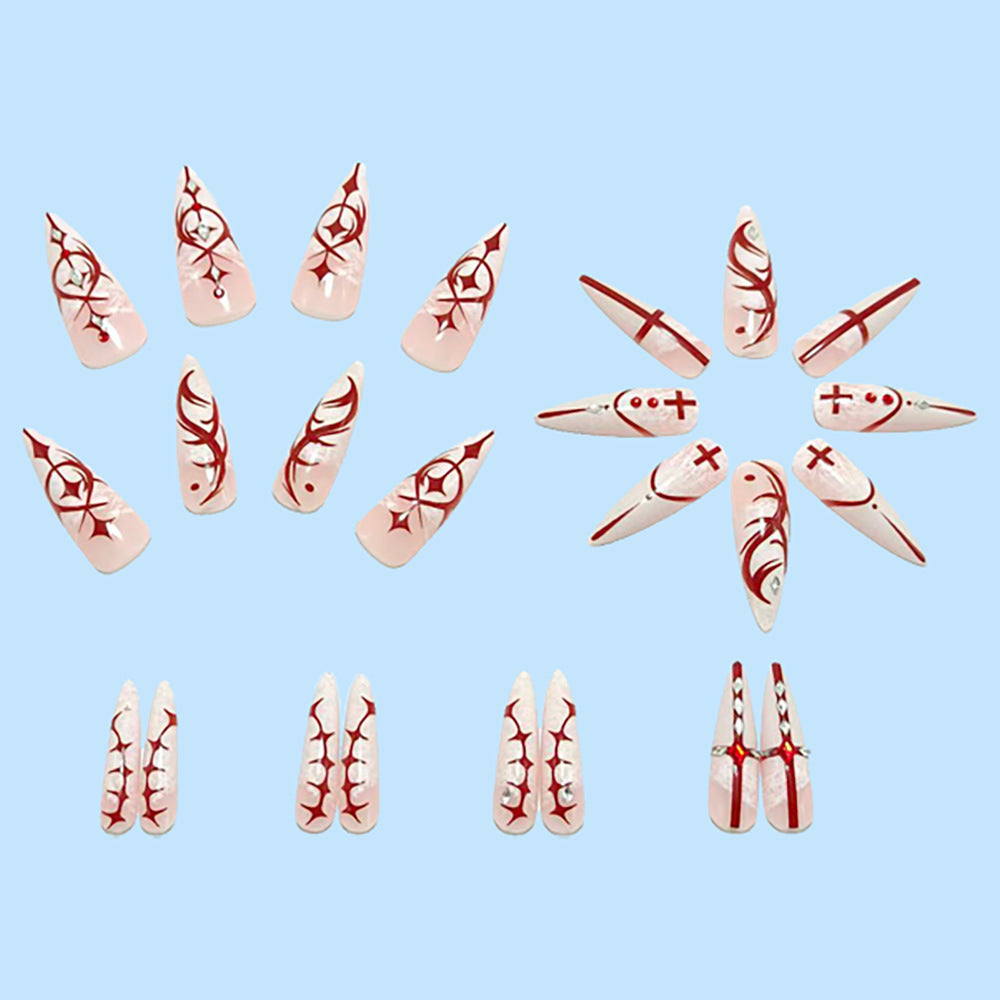 Artificial nails with elegant 3D applications and filigree design Bowlift