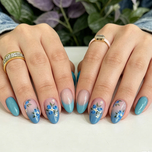 Floral Acrylic Nail Enhancements Bowlift
