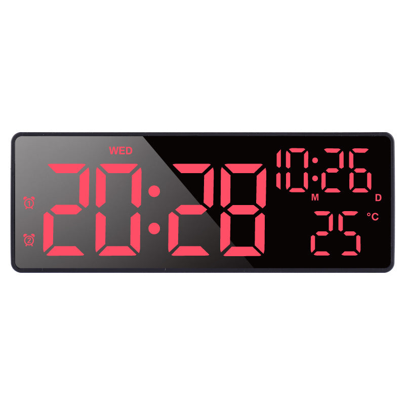 Large LED Digital Wall Clock with Dual-Alarms Date and Temperature Display Bowlift