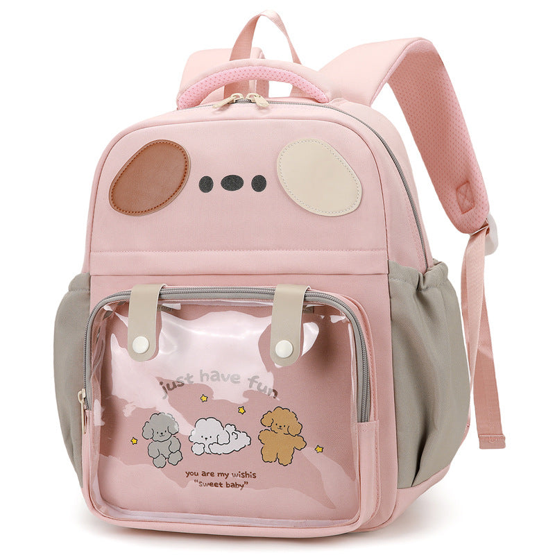 Backpack with Transparent Compartment and Playful Design Bowlift