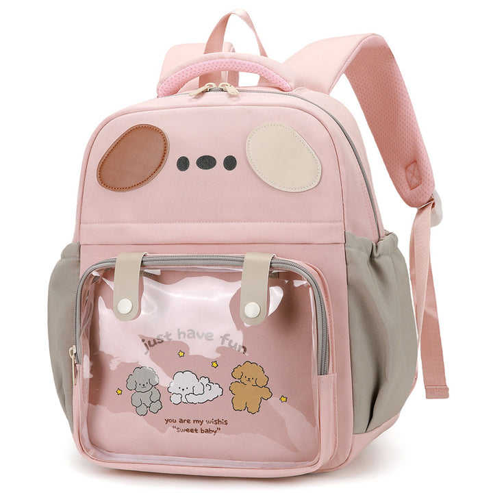 Backpack with Transparent Compartment and Playful Design Bowlift