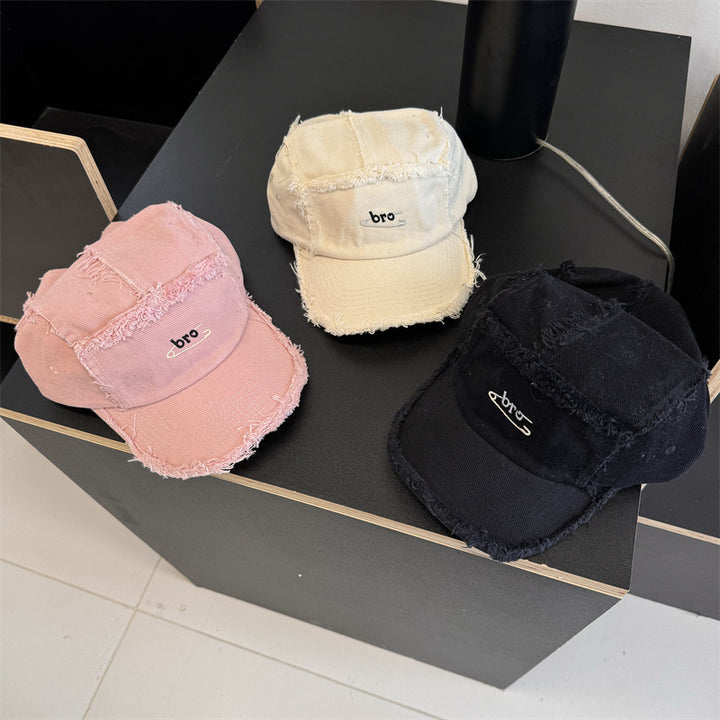 Men's Distressed Denim Snapback Cap Bowlift