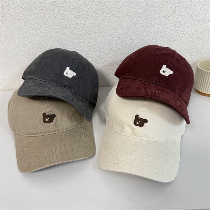 Women's Cute Embroidered Bear Cap Bowlift