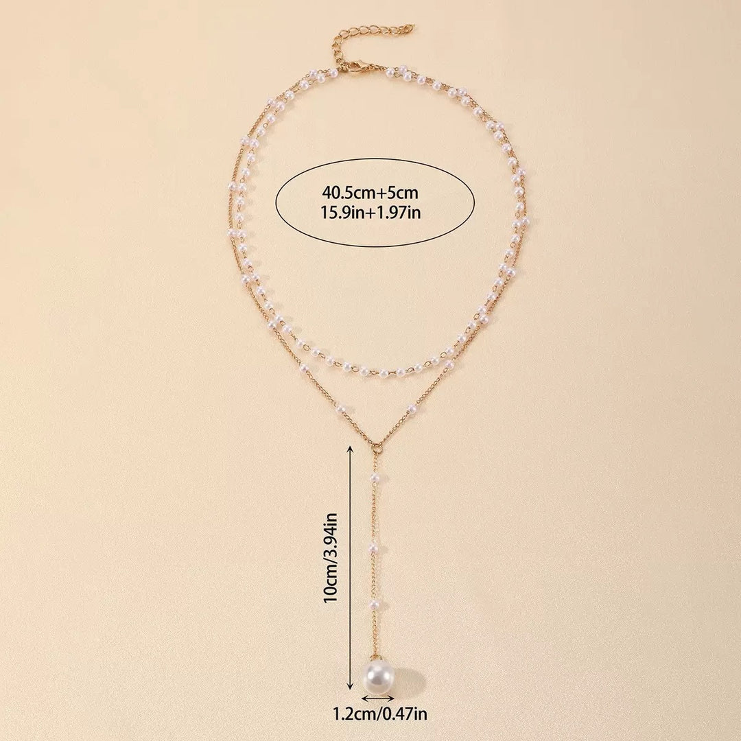 Layered Pearl Chain Necklace Bowlift
