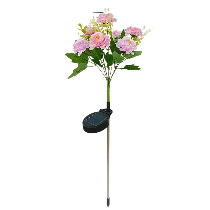 Solar-Powered Realistic Peony Garden Stake With Integrated Warm LED And Weatherproof Base Bowlift