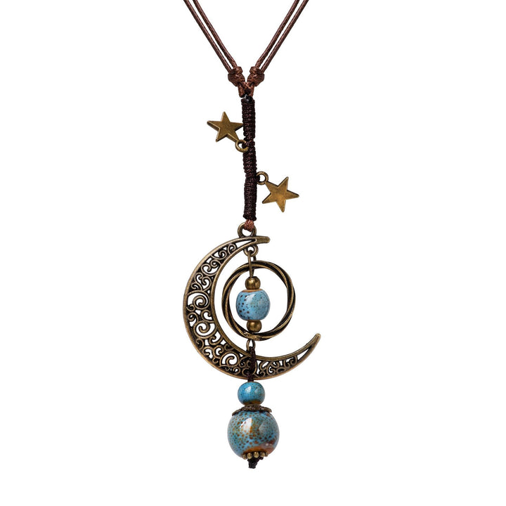 Bohemian Moon and Star Pendant Necklace Bowlift