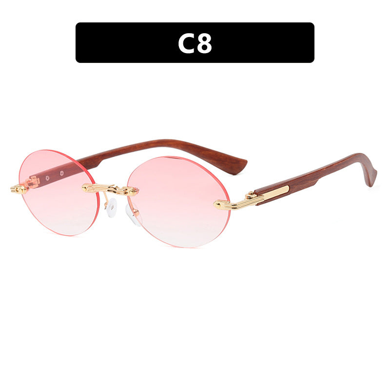 Women's round sunglasses with elegant wooden frame and UV protection Bowlift