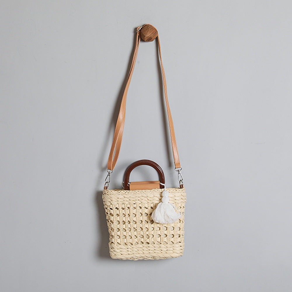 Handbag with Removable Shoulder Strap and Faux Leather Elements Bowlift