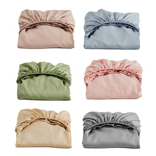 Fitted sheet made of fine cotton satin with extra high skirt and elastic all-around rubber Bowlift