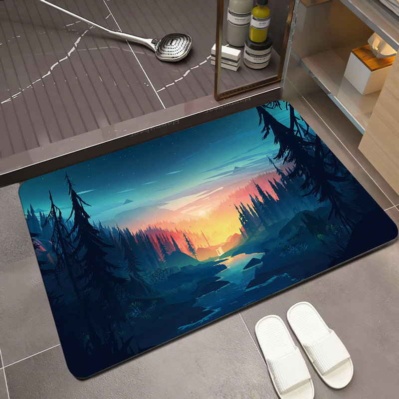 Scenic Mountain Landscape Bath Mat Bowlift