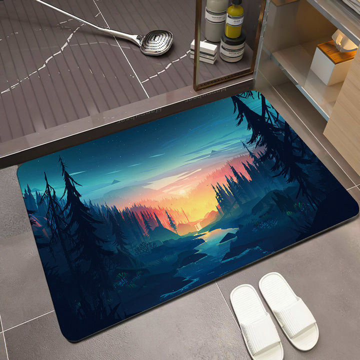 Scenic Mountain Landscape Bath Mat Bowlift