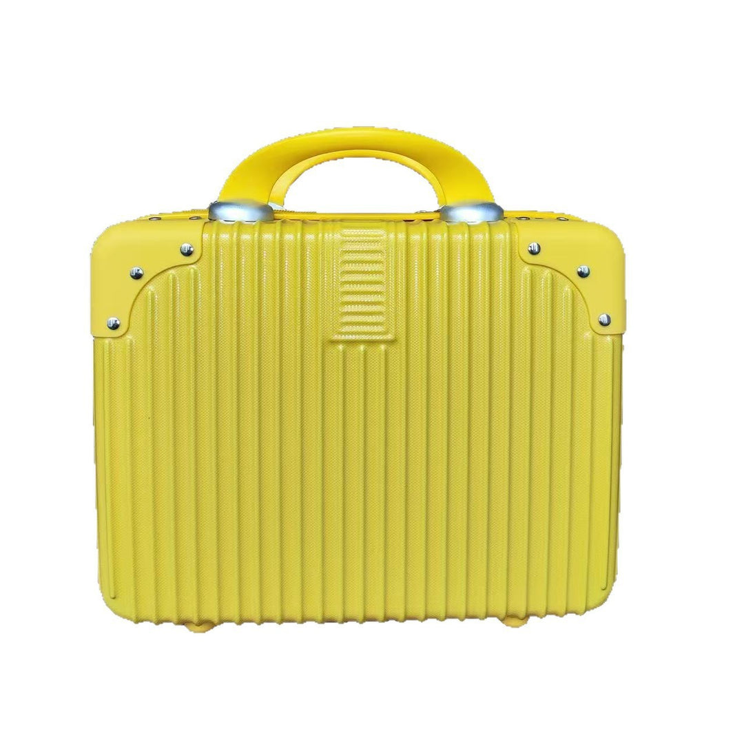 compact hard-shell travel vanity cosmetic and tech organizer with ribbed shell reinforced corners removable padded insert Bowlift