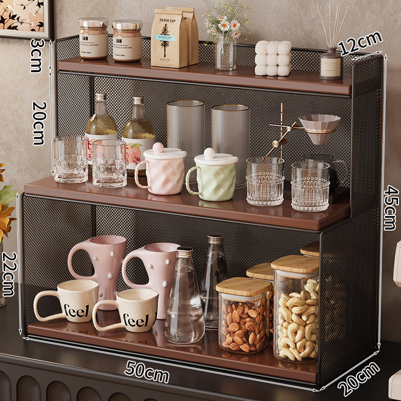 Three-Tiered Metal Kitchen Storage Rack Bowlift