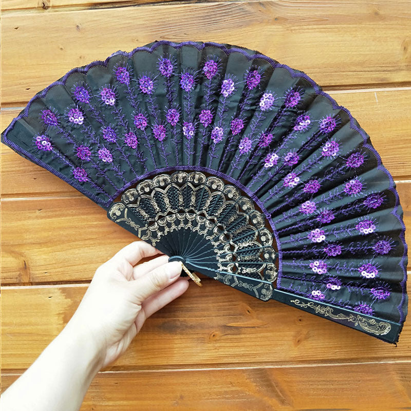 Ladies handcrafted fan with exquisite embroidery Bowlift