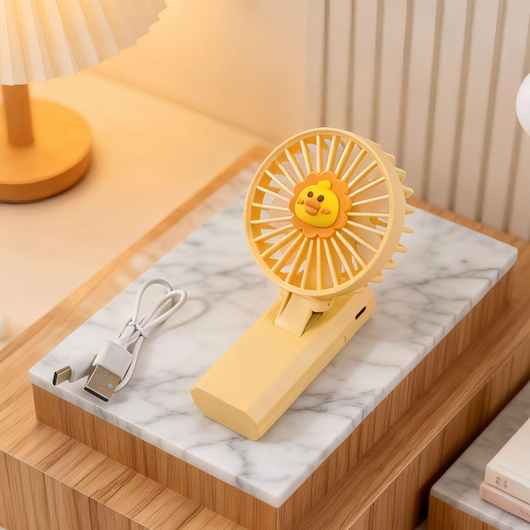 Women Portable Handheld Fan with Cute Lion Design Bowlift