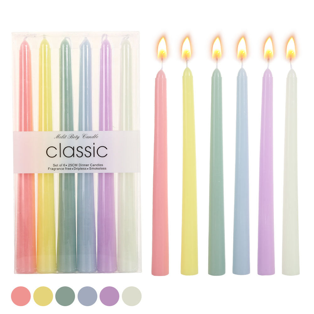Pastel tapered dinner candles Bowlift