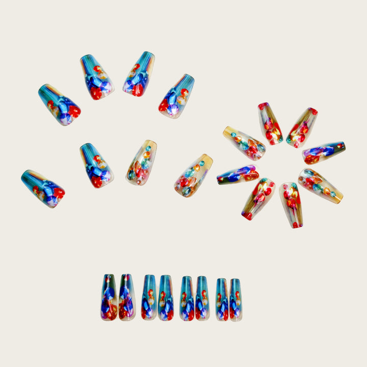 Artificial nails with faceted glitter design Bowlift