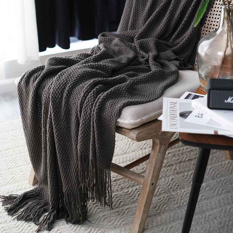 Handwoven Fringe Throw Blanket