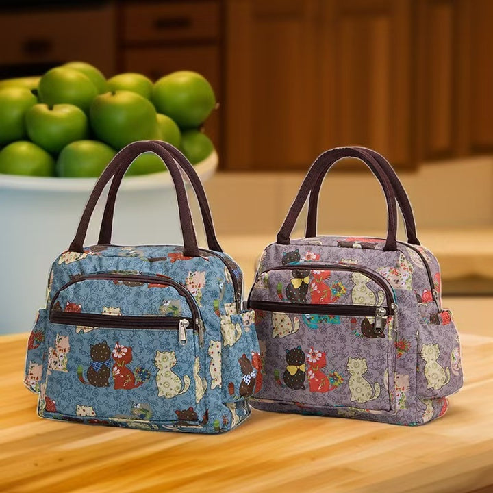 Insulated Cat Print Lunch Cooler Bag Bowlift