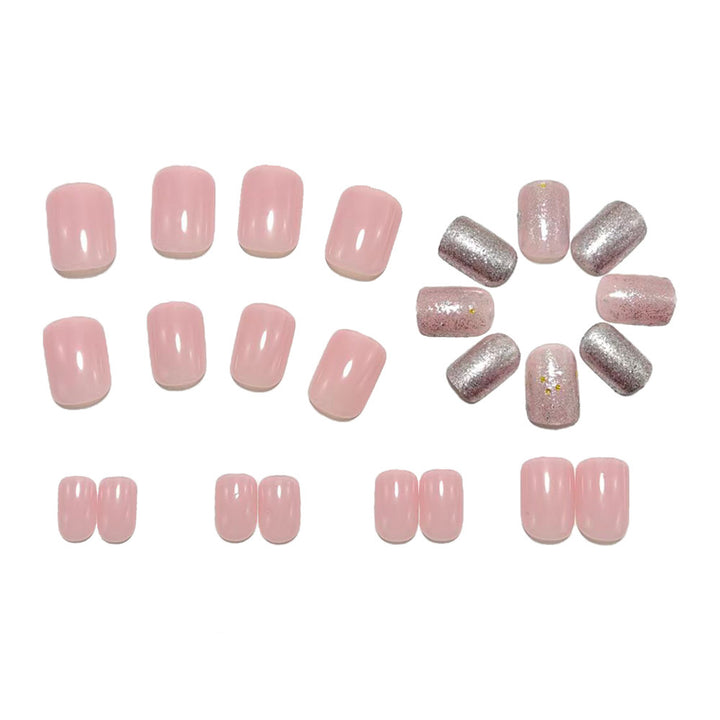 Acrylic nail set with glitter and gradient effects Bowlift