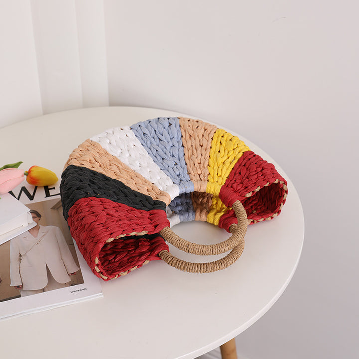 Handmade wicker bag with colorful pattern Bowlift