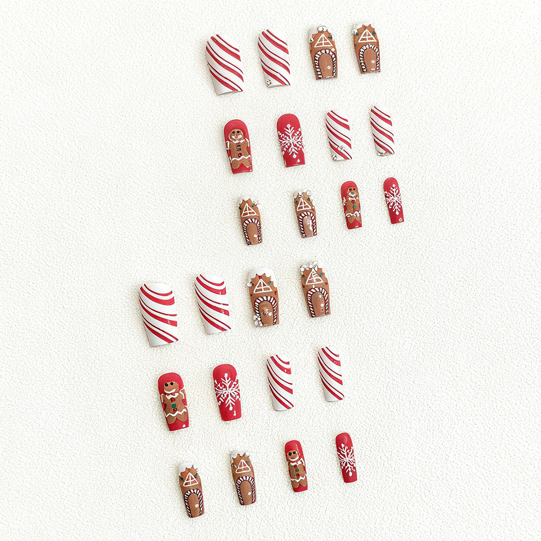 Festive artificial nails with Christmas design Bowlift