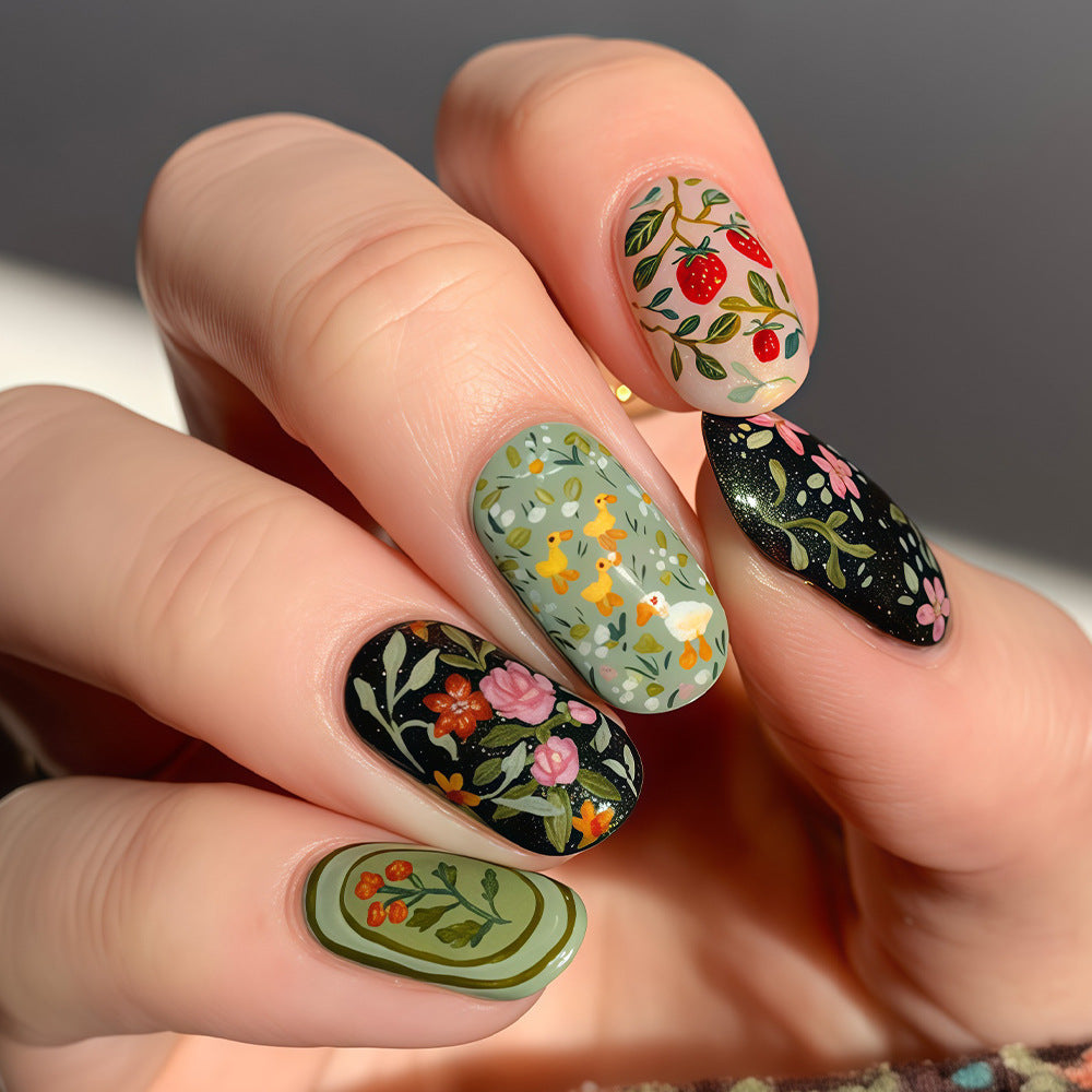 Art Nail Set with Botanical Patterns Bowlift