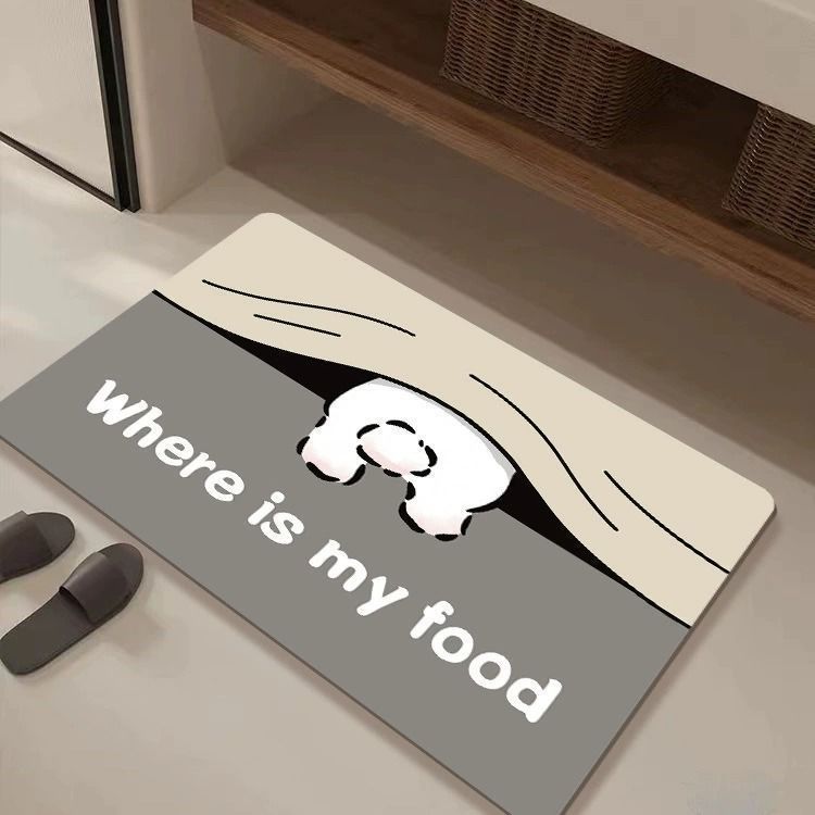 Playful Cat-Themed Kitchen Mat Bowlift