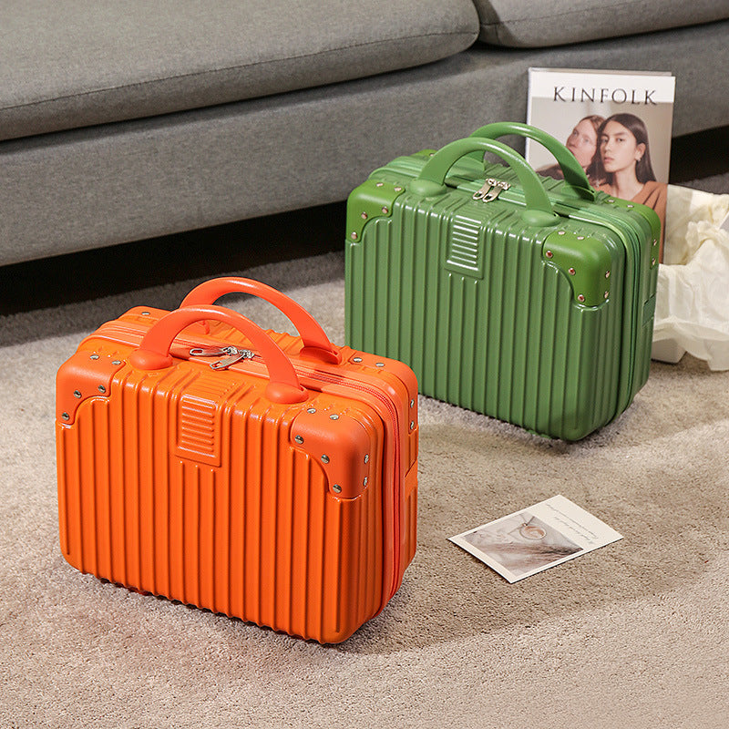 compact hard-shell travel vanity cosmetic and tech organizer with ribbed shell reinforced corners removable padded insert Bowlift