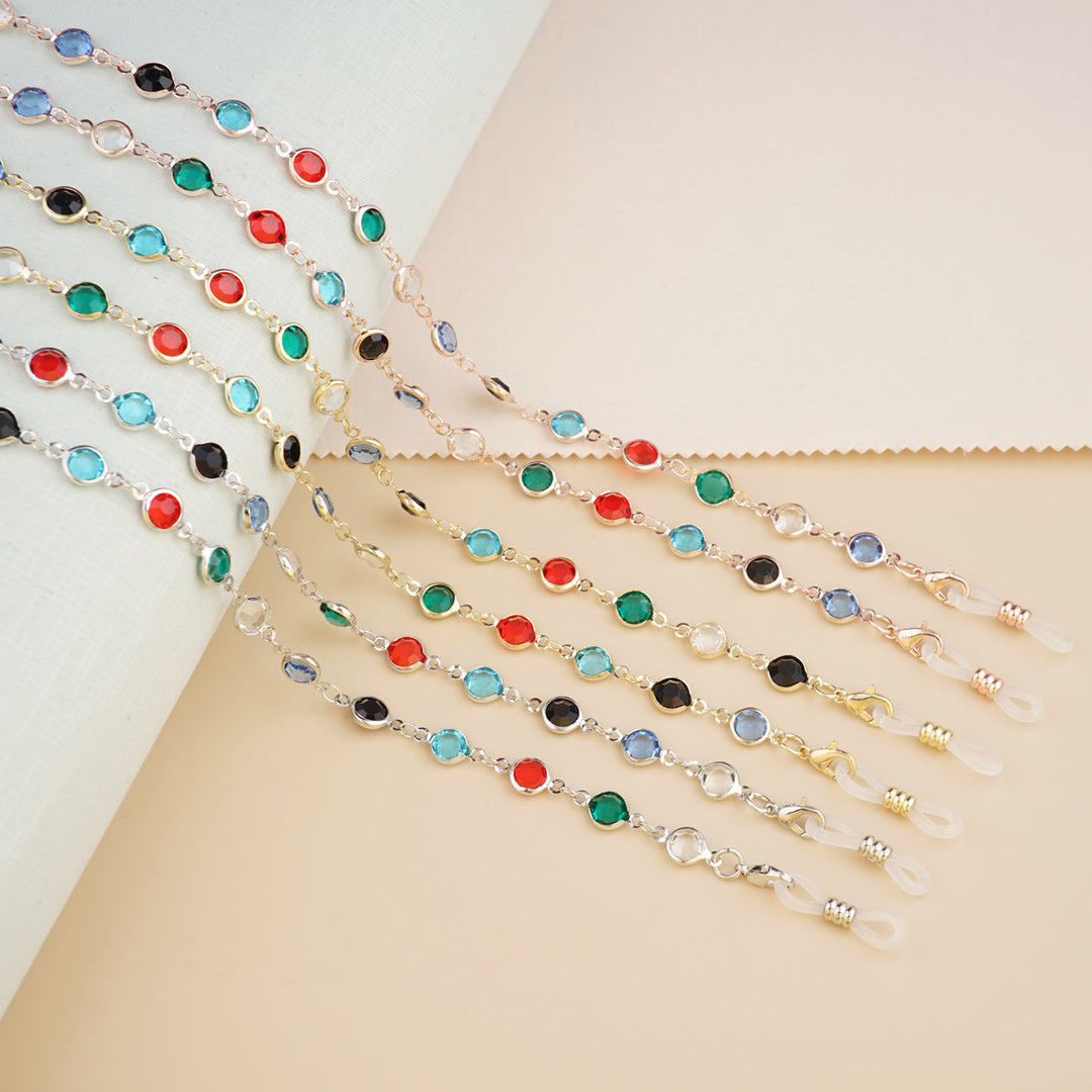 Gemstone-Accented Eyewear Chain Bowlift