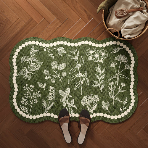 Decorative Botanical Pattern Bath Mat Bowlift