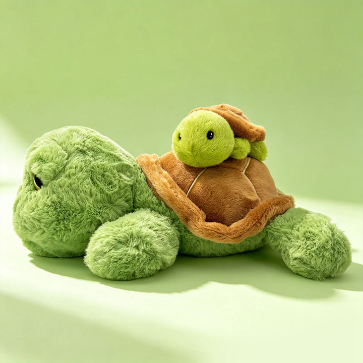 Plush Turtle with Nesting Baby on Shell Cuddle Pillow Bowlift