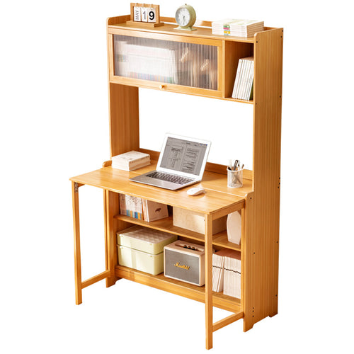 Foldable Computer Desk with Lower Shelf and Ergonomic Design Bowlift